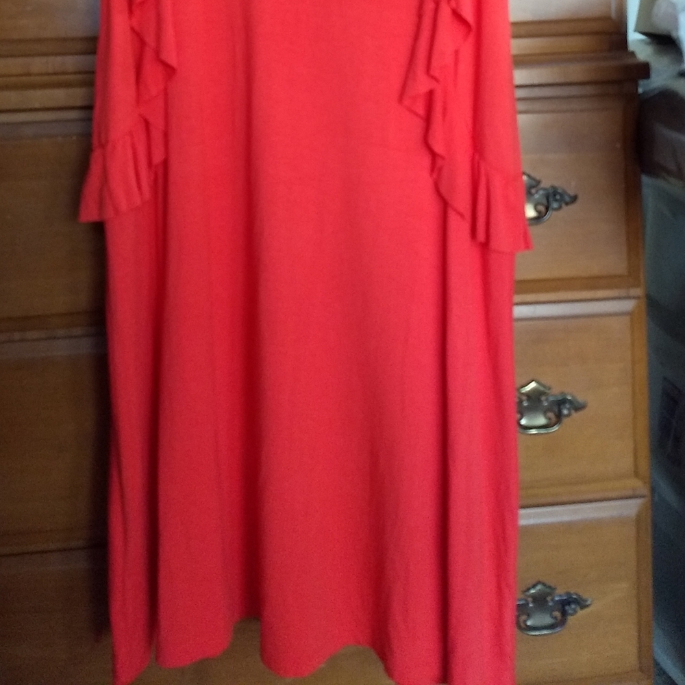 a.n.a. Red Ruffle Sleeve Dress Size M Stretch NEW - Picture 2 of 4